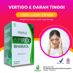 Obat Vertigo Menurunkan Darah Tinggi Hipertensi Kolesterol Apirex Bharata 100% Asli BPOM 50 Kapsul