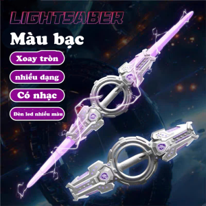 Đồ Chơi Kiếm Laser 2 Đầu Xoay 360° – Kiếm Phát Sáng LED Pin Sạc Cho Bé