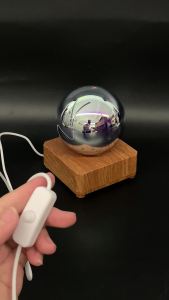 Romantic 3D Projection Lamp Glass Sphere Night Light Seven Color Changing Desk Lamp USB Plug in Decorative Atmosphere Light for Home Bedroom Christmas Kids Decor