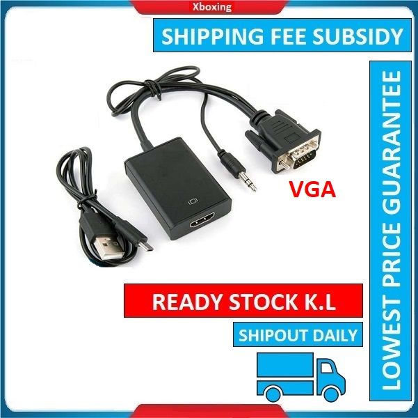 VGA Male to HDMI Female Video Converter Adapter 1080P with USB Power ...