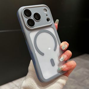 Luxury Clear Matte Shockproof Bumper Case for iPhone 17 16 15 14 Plus 13 12 11 Pro For Magsafe Wireless Charge Armor Cover Funda