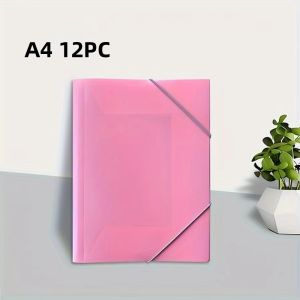 MAJESTICX 12pcs with Elastic Closure Office Project Binder A4 Storage Bag Elastic Cord File Bag Portable Large Capacity Drawstring Document Pouch Office