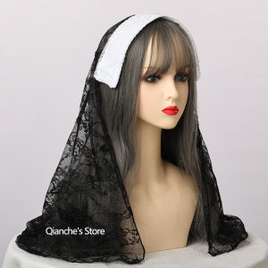 BLESSUME Church Clergy Women Veils Head Covering Head Veil Lace Church Veil Headband Nun Headpiece Cosplay
