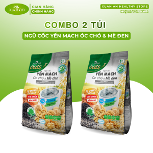 Combo 2 Túi Ngũ cốc Yến mạch Óc chó Mè đen (ít đường) Xuân An 400g