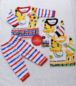 Setelan Baju Bayi Panjang Setelan Panjang Anak Kancing Bahu Baju Anak Laki laki Motif GIRAFFE