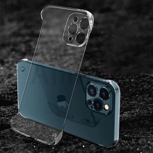 For iPhone 15 14 13 12 11 Pro X XR XS Max Case Luxury Transparent Frameless Case Thin Hard PC Shockproof Protector Phone Cover