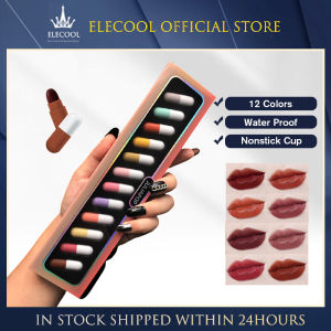 DazHom 12 Colors Mini Lipstick Set Matte Surface Water-proof Long-lasting Lip Tint Non-stick Cup