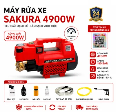 Máy Rửa Xe | Thân Máy 85KG | Có Chỉnh Áp 5200W| Máy Rửa Xe Cao Áp | Có Chống Giật | Lõi Đồng 100% | Chống Cháy