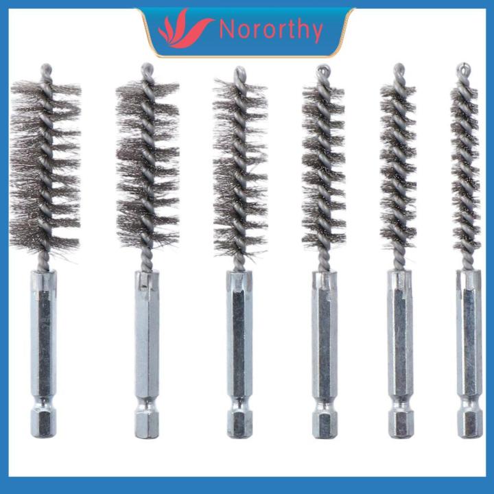 【COD】6Pcs Different Sizes Stainless Steel Bore Brush 4'' Long Twisted