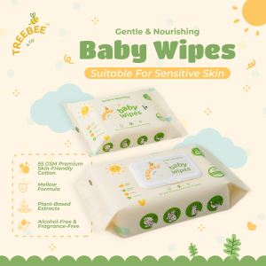 TreeBee & Co Premium Natural Baby Wipes – Safe for Sensitive Skin (80 Pcs x 1 Pack)