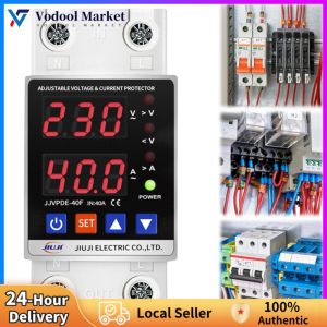 40A 220V Over Under Voltage Protector with LCD Display Adjustable Voltage Surge Protector for Household and Workshop