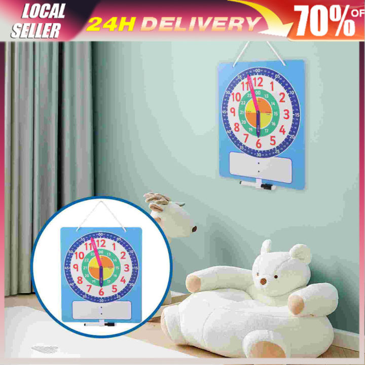 Writable Dry Erase Learning Paper Clock for Kids Tell Time Magnetic ...