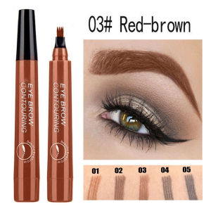 5 Colors 4 Points Eyebrows Pen Hair-like Eyebrow Tattoo Pen Waterproof Liquid Lazy Eyeliner