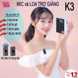 Micro và loa trợ giảng K3 kết nối không dây cài áo sử dụng dạy học họp văn phòng mang lại âm thanh chân thực