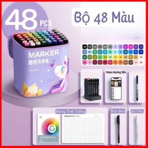 Đồ Chơi Trẻ Em Bộ Bút Dạ 2 Đầu 48 Cây Marker Bút Lông 48 Màu Cao CấpTúi Da Bền Đẹp Tặng Kèm 2 Bút Hightlight-Tiệm Nhà Sóc 2023