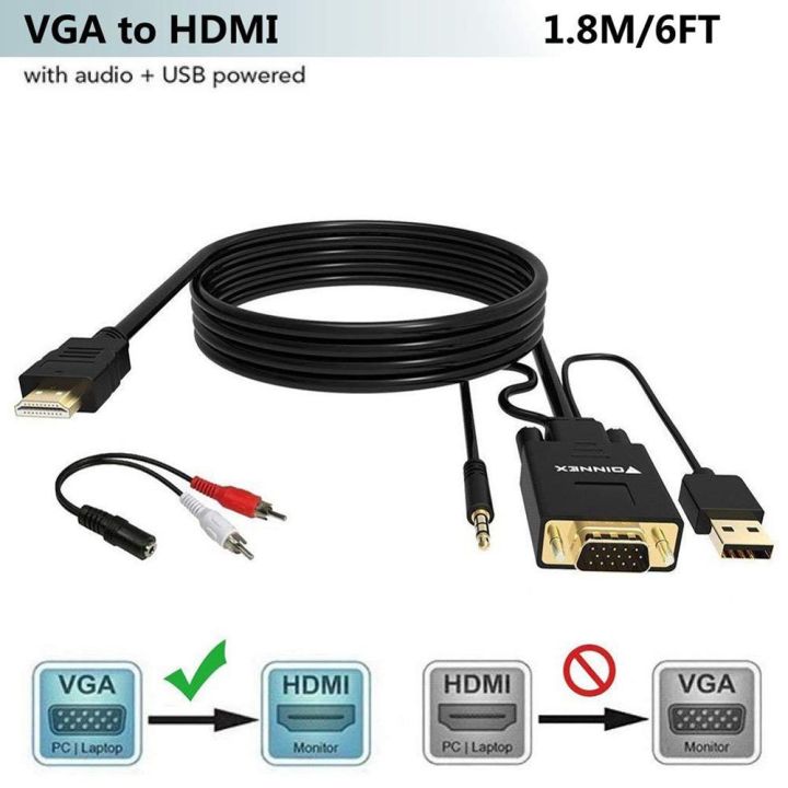 [LUNA electronic accessories] FOINNEX 6FT VGA to HDMI Adapter/Converter Cable with