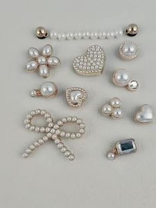 shoes charm cross White Pearl Gem Buckle Fashion Shoes Accessories