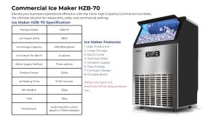 Commercial Ice Maker High Capacity 24H Ice cube Machine for Restaurants & Business