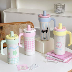 1000ML Thermos Water Cup For Girls Ice Coffee Cup With Handle Straw Tumbler Large Capacity 316 Stainless Steel Insulated Cup2026
