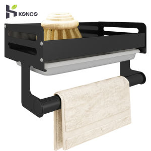 Konco giá giữ bọt biển bồn rửa gắn tường Hộp đựng đồ ở bồn rửa xà phòng bọt biển drainer dishcloth giá lưu trữ không gian phòng tắm bằng nhôm Giá treo khăn Rag móc áo
