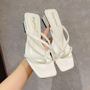 [Hoàn Tiền 15%]Dép nữ 3p gót vuông dây mảnh sang chảnh 008