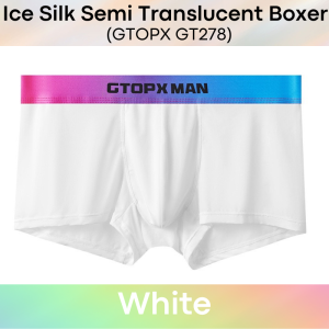 Mens Boxer : Nylon Ice Silk Semi Translucent with Double Layer Pouch (GTOPX GT278)