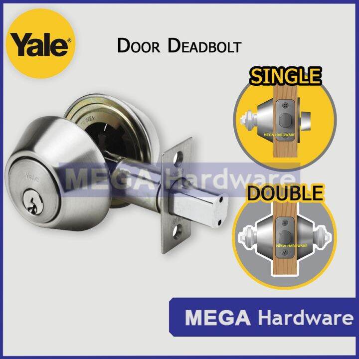 Yale Single or Double Deadbolt Door Lock (Satin Stainless or Antique ...