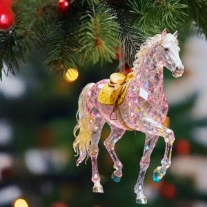 438178 ZXC 2D Acrylic Horse Pendant Backpack Charm Car Rearview Mirror Pendant Christmas Tree Hanging Ornament Party New Year Decoration