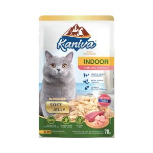 KANIVA Wet Food Pouch 70g – Soft Jelly Indoor Tuna & Chicken