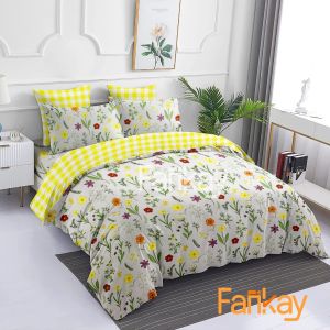 Bed Cover Set Sprei Sheila Mix Emily Yellow - Ukuran Lengkap 90x200 - 200x200 - Fankay Bedcover