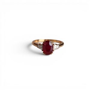 GIA 1.15ct Unheated Burma Ruby Ring with Natural Diamonds in 18k solid gold