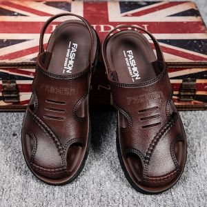 Free Shipping Baotou MenS Sandals 2026 Summer Collection Thick-Soled Casual Suitable For Driving Soft-Soled Non-Slip For Outdoor Wear Beach Sandals MenS Slippers Free Shipping