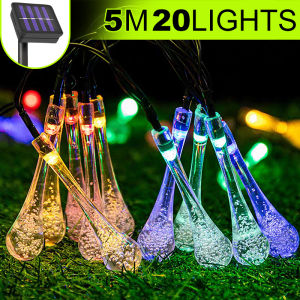 Outdoor Waterproof Solar String Light Water Droplets Shape Multicolor Decorative For Christmas Garden Tree Wedding Party LED Lights