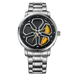 Personalized Cool Men Watch Wheel 360 ° Rotation High Quality Steel Belt Student Watches Hollow Male Fashion Quartz Wristwatch W0040