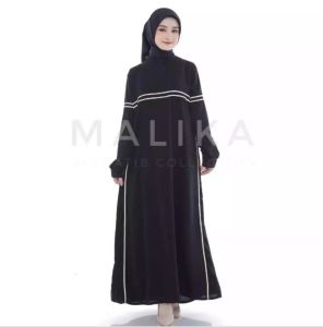 Abaya Gamis Eksklusif Branded Alkhatib Malika Jetblack Saudi Cantik Busana Syari Muslimah Trendy
