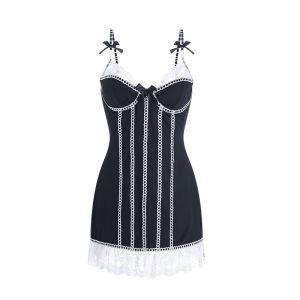 SATIN FABRIC ชุดนอนเดรส ชุดนอนเซ็กซี่ ผ้าบาง 🌸 บบสายเดี่ยวบราแต่งโครงเล็กน้อย S-963