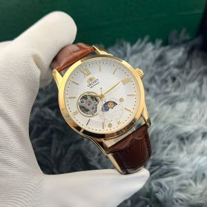 Đồng hồ cơ nam Orient Sun Moon Gen 4 dây da lộ cơ sang trọng