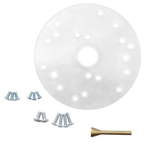 ฐานเราเตอร์เครื่องมิลลิ่งโปร่งใสโดยมีเครื่องมือสำหรับงานไม้รูสำหรับติดตั้งที่เป็นมาตรฐานเข็มหมุดจุดศูนย์กลาง