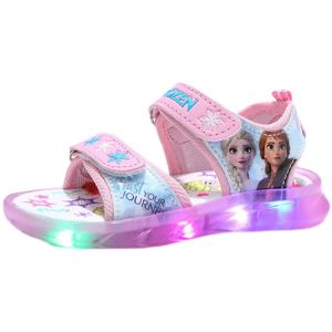[[Malay Warehouse in Stock]] Sandals LED Glowing Lights Shoes Childrens Beach Shoes Girls Sandals Summer New Korean Fashion Princess Shoes Single Shoes