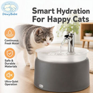 DewyBabe Stainless Steel Automatic Cat Water Fountain with Filter Large Capacity Pet Drinking Dispenser
