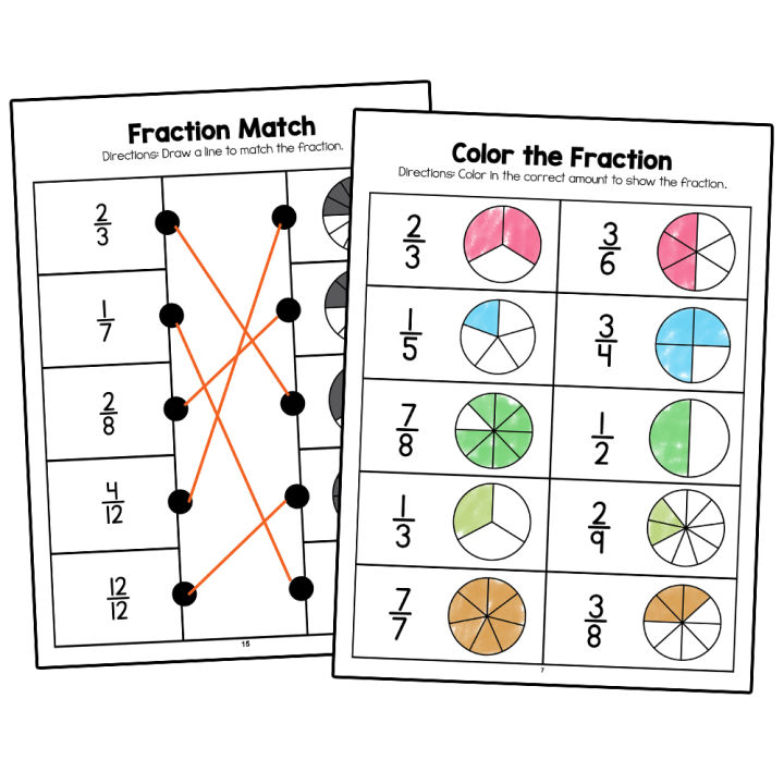 Math Workbook for Practicing Mathematics Fractions - 24 Pages, Ages 5 ...