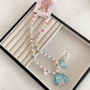 Bộ Vòng Cổ Và Bông Tai Ánh Nhũ Hình Kỳ Lân Pony / Thỏ Hồng - Đồ Chơi Phụ Kiện Trang Sức Mix Charm