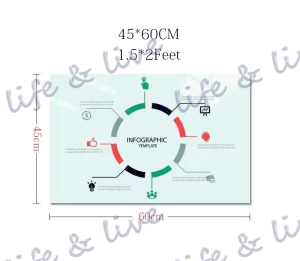 Glass Whiteboard Wall Mounted Tempered Glass Writing Whiteboard Erasable Office Whiteboard