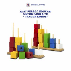 Mainan Edukasi Balok Kayu Tangga Kubus / Puzzle Untuk Anak / UD BAROKAH ALAT PERAGA TK & APE - UD