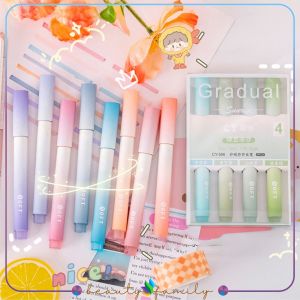 BF-A55 Highlighter Pastel Penanda Teks Set 4IN1 Alat Tulis Sekolah / Spidol Pen Marker Warna Gradasi Painting Multifungsi / Textliner Stasionary Import