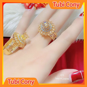 Nhẫn nữ mạ vàng phong cách thời thượng N869 đá trà -Tubi Cony - Bao hoàn tiền bao đổi trả trong 07 ngày