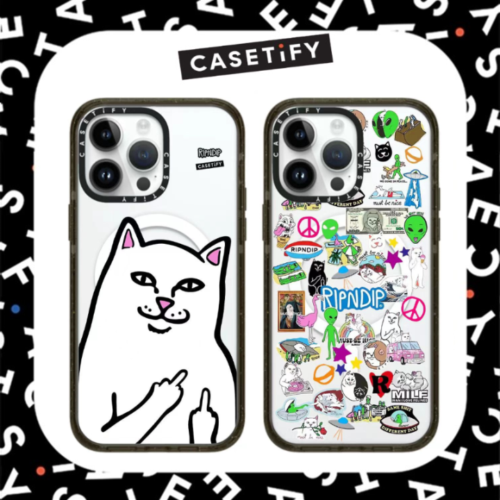 Casetify×RIPNDIP iPhone 14 CASETIFY Lord Nermal RIPNDIP Sticker Mania with MagSafe Case