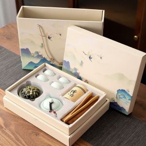 Chinese Tea Set | Tea Gift Box | Ceramic Teapot | Tea Cups | Traditional Tea Set | Tea Ceremony | Premium Gift | Gift for Family | Gift for Friends
