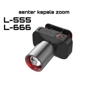 Senter Kepala Cahaya Recharge dengan USB-C 150W Fokus & Penyebaran Zoom 1000 Lm L 666 L 555 - CT
