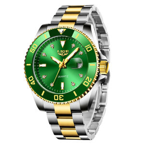 LIGE Fashion Watch Men 3ATM Removable Turntable Waterproof Calendar Steel Band Quartz Watch Jam Tangan Lelaki + Box